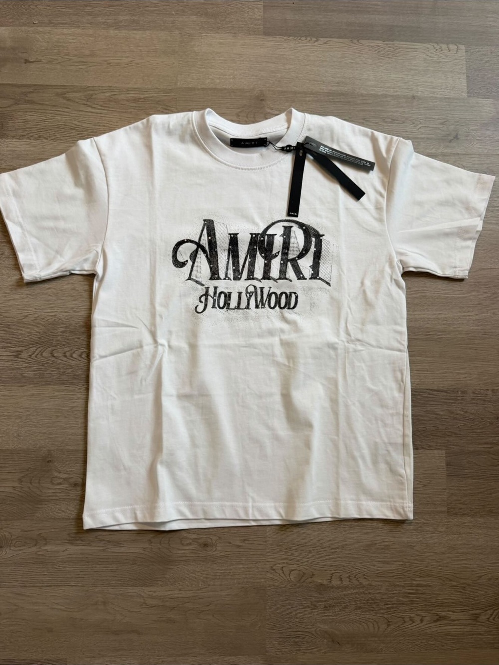 AMIRI White and Black Hollywood Logo Short-Sleeve Tee